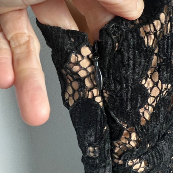 Free People Dangerous Love Mini Dress Black Floral Lace Bohemian Dark Glam Sz 12 - Picture 13 of 16